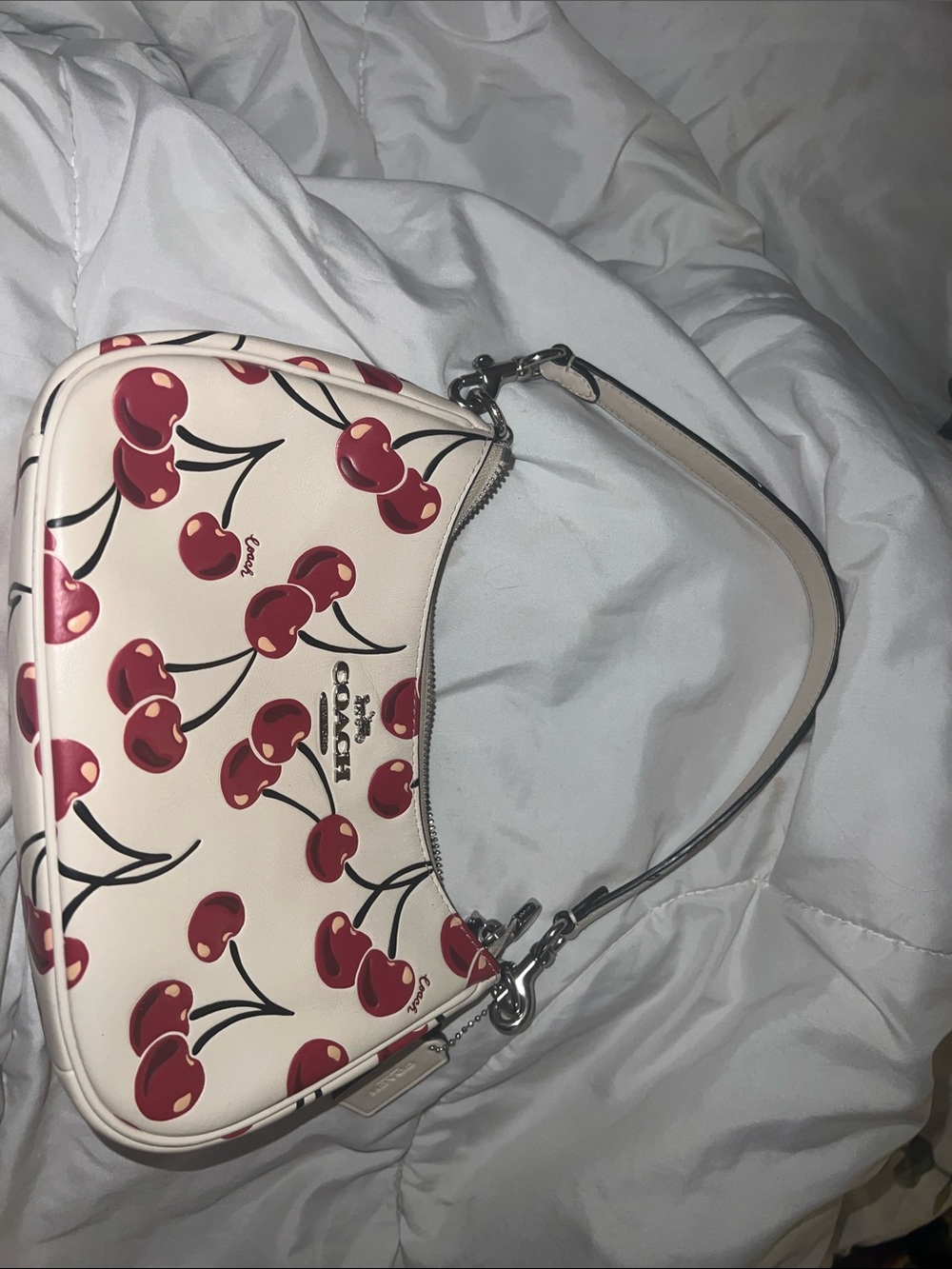 Coach Cream Shoulder Bag with Cherry Print